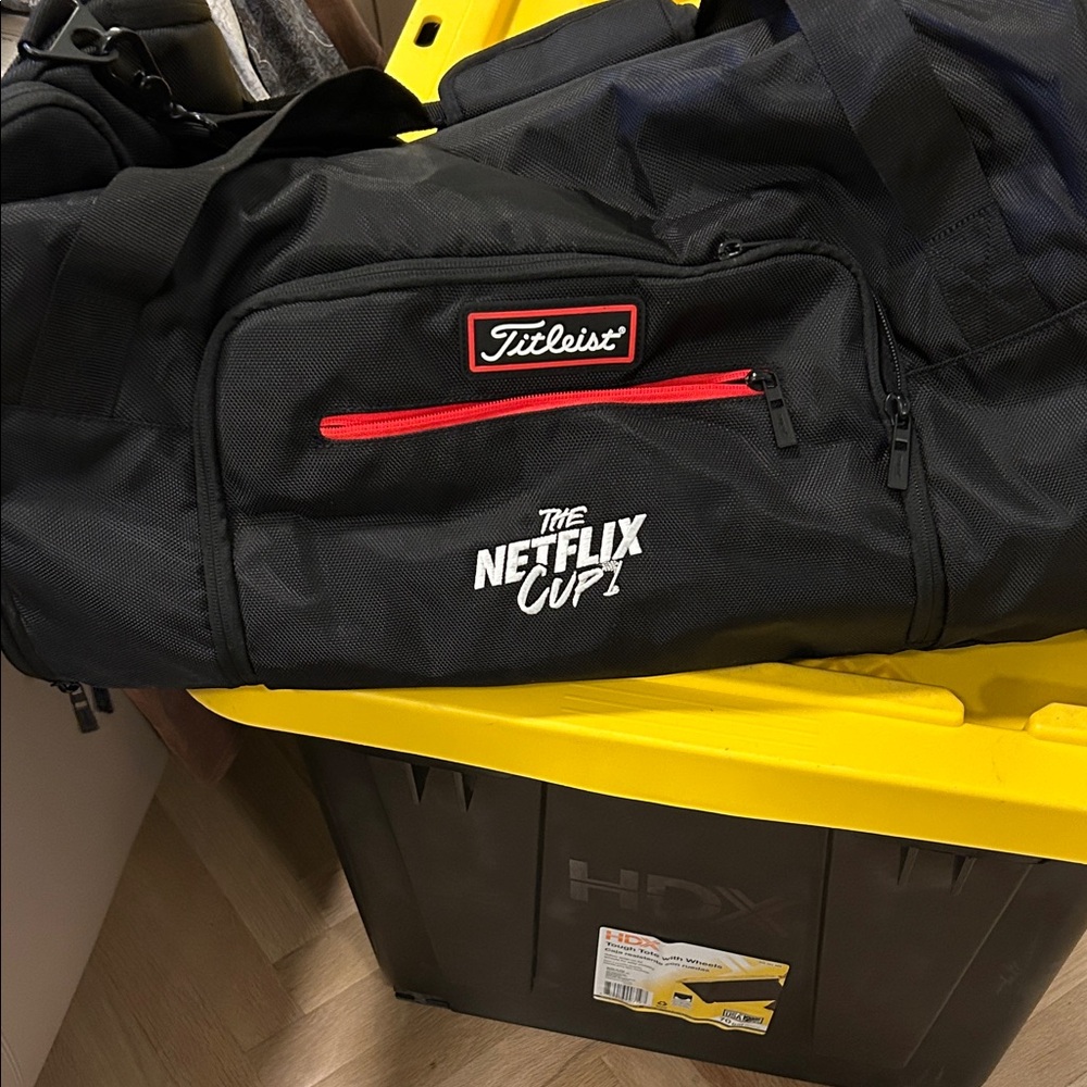 Titleist Black Garment Duffel Bag with Red Accent